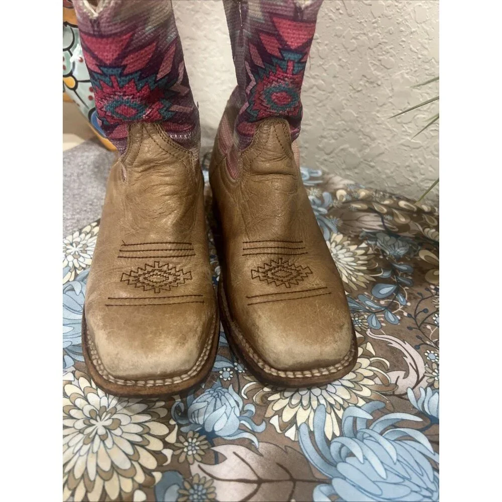 Roper Brown Southwestern Cowboy Western Boots Little Kids Youth size 9